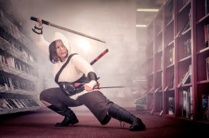 Because why wouldn't you do Assassin's Creed cosplay in a comic store with a smoke machine?